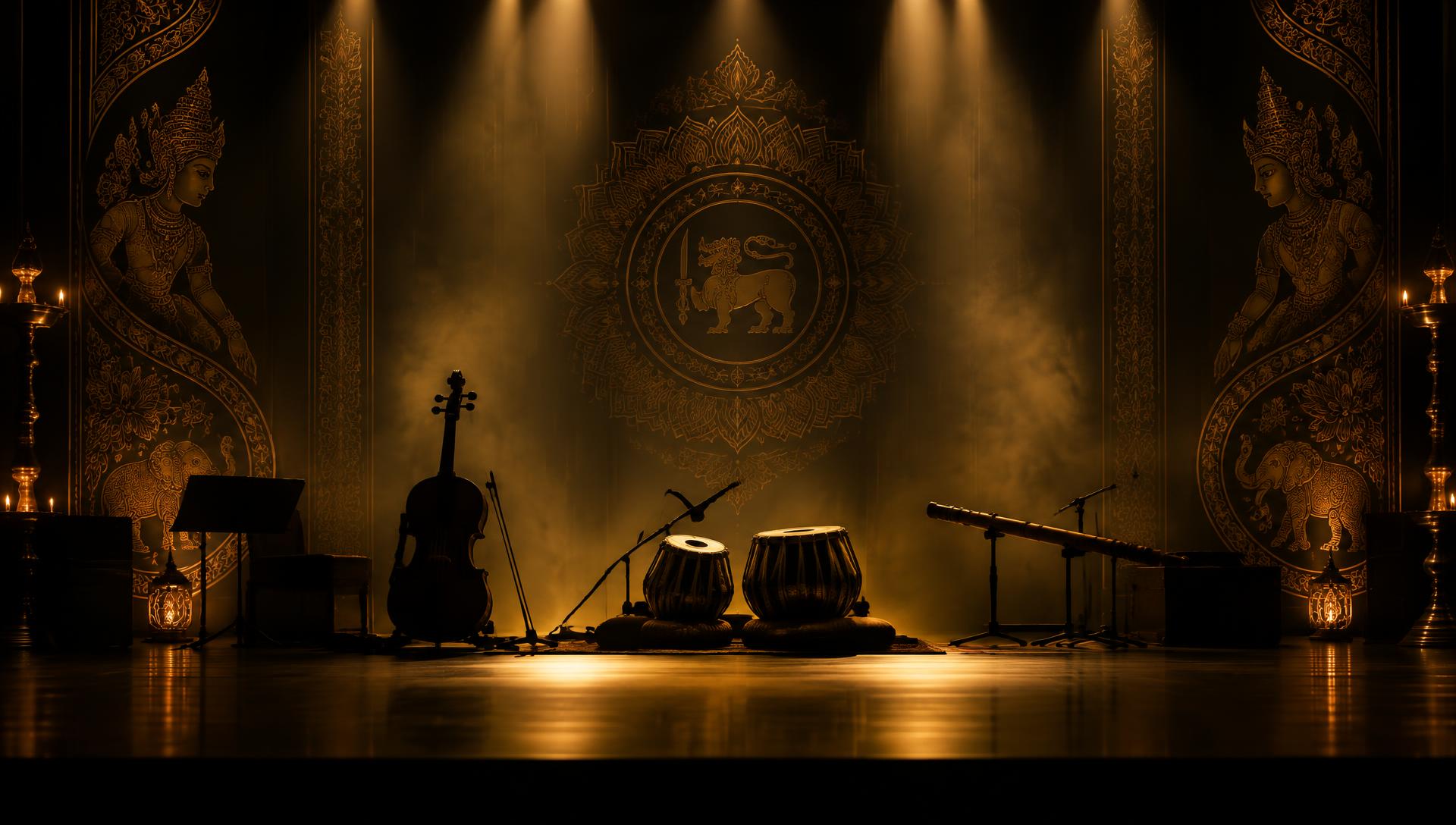 Concert stage with golden lighting